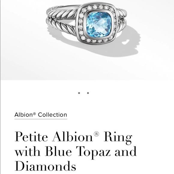 David Yurman Petite Albion Ring with Blue Topaz and Diamonds - Picture 5 of 5